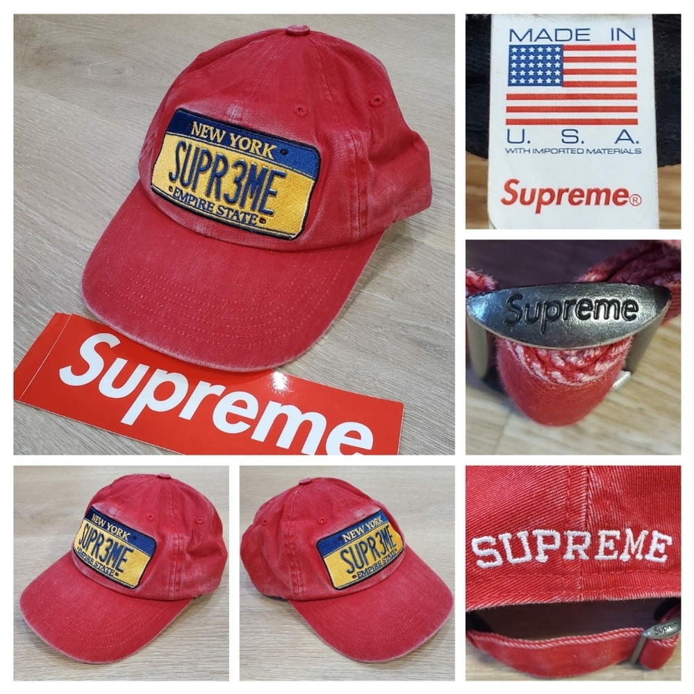 SS25 Supreme License Plate 6-Panel Cap Hat Red Brand New 2025 Deadstock